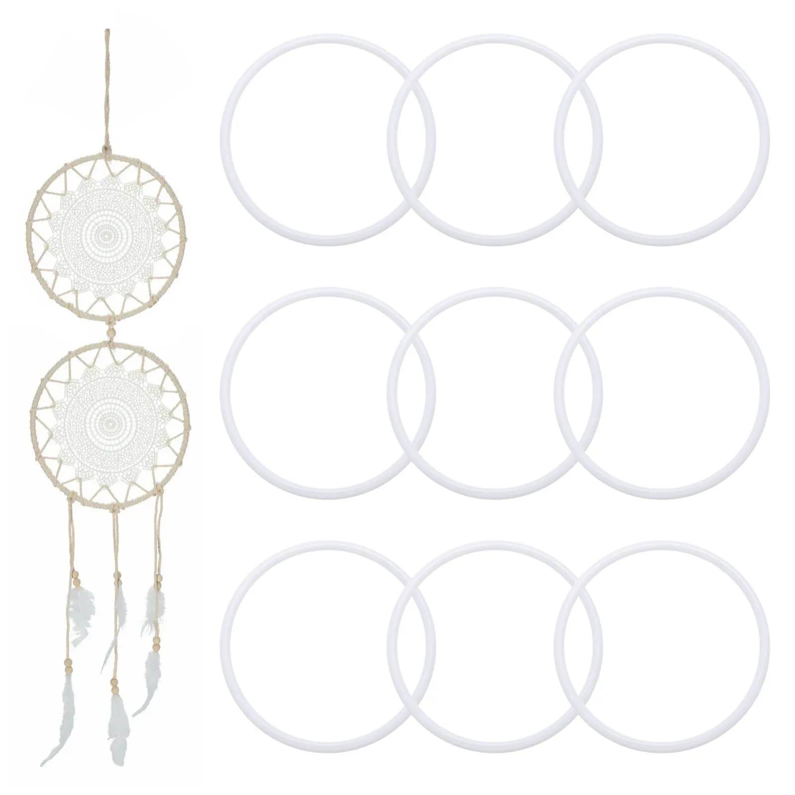 20 Pezzi Cerchi Rotondi in Plastica per Acchiappasogni, Materiale Fai-da-Te per Decorazioni da Parete, Artigianato, Avvolgimento in Filato, Cornici per Tende