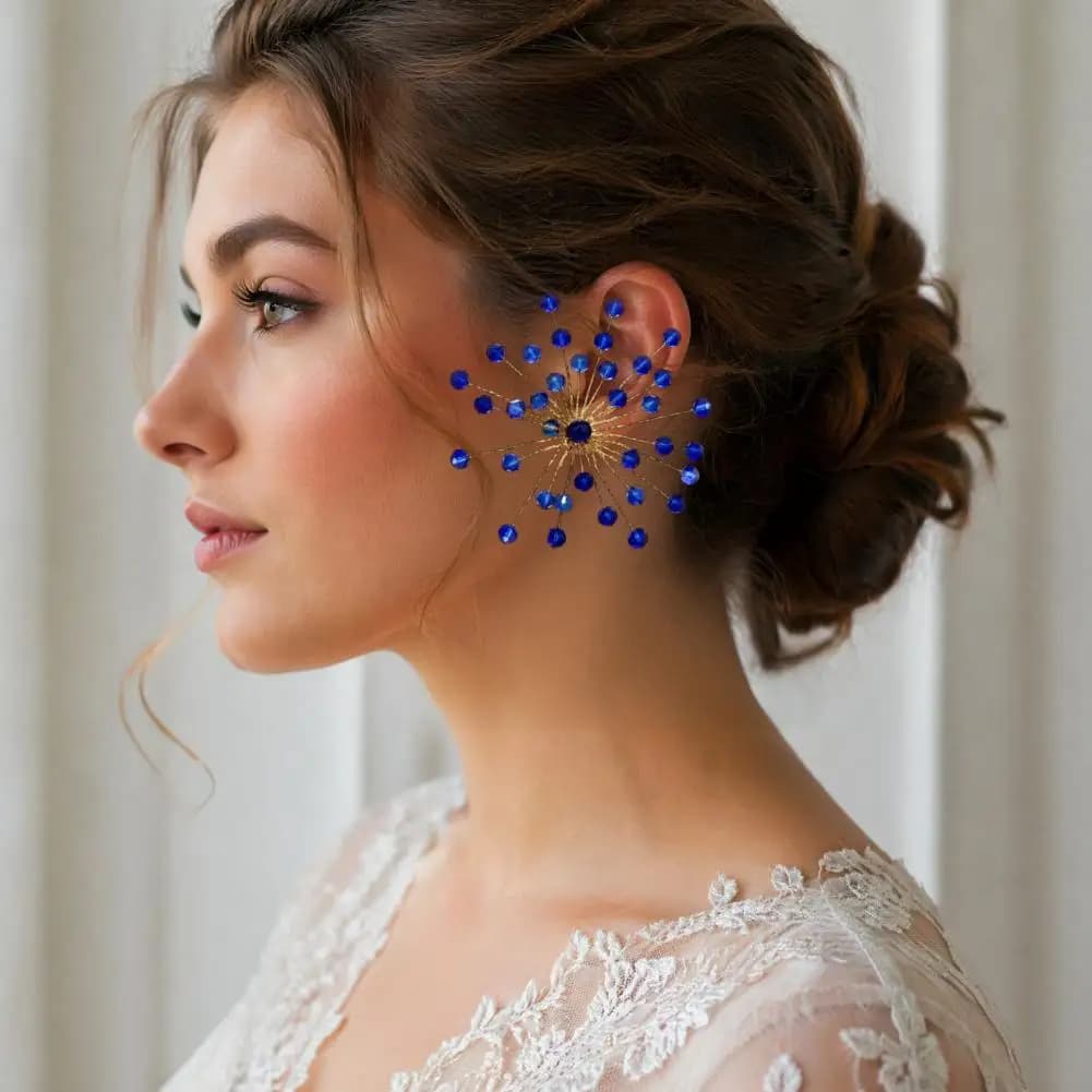 Artistic Drop Earrings Sparkly Faux Dangle Earrings for Women Statement Bridal Jewelry Oversized for Bridesmaids for Brides