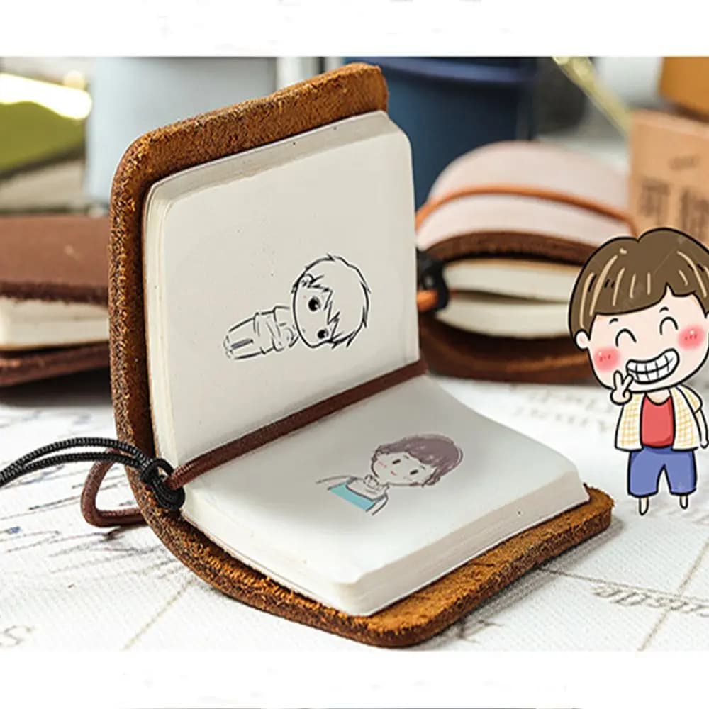 Office Solid Insert Brochure Handmade Cover School Pocket Diary Book Notebook Journal Booklet Leather Travel Book Mini Notebook
