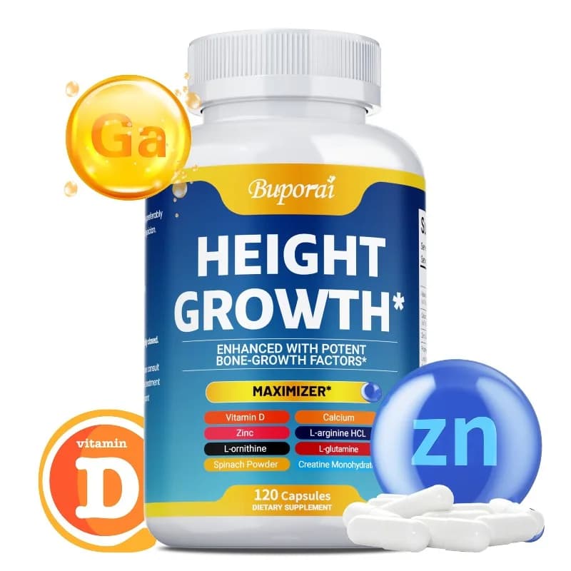 Integratore Naturale per la Crescita in Altezza con Calcio e Vitamina D, Capsule Vegetariane, Aumenta la Forza Ossea, Capsule Promotori dell'Altezza