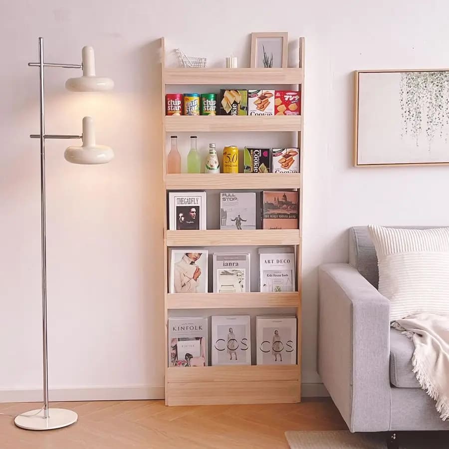 Bookcase in Legno Massello, Scaffale Porta Libri, Organizer for Books and Toys, Shelf for Children and Adults, Width 80 cm