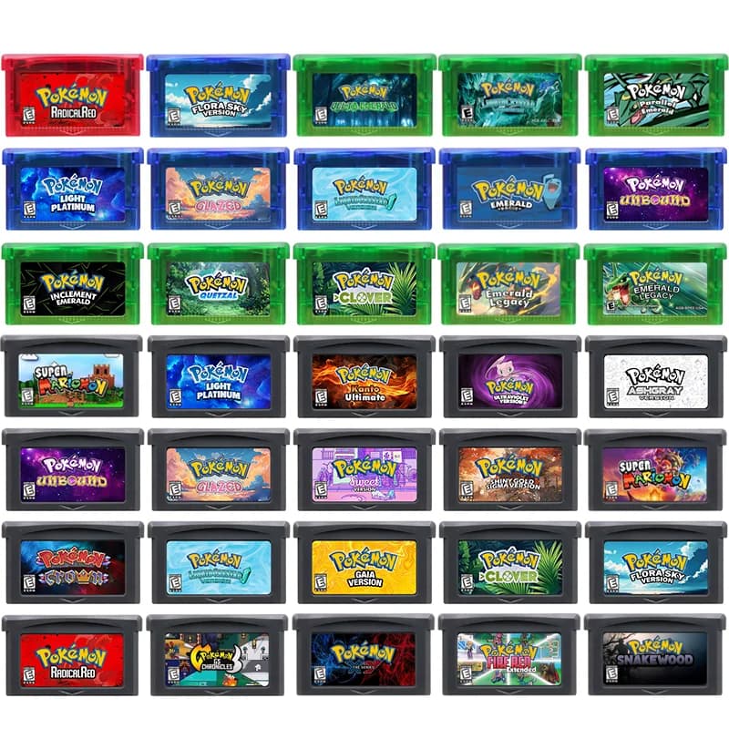 Cartuccia di gioco GBA Serie Pokemon Crown Flory Sky Unbound Quetzal Glazed Gaia Emerald Legacy Scheda console per videogiochi