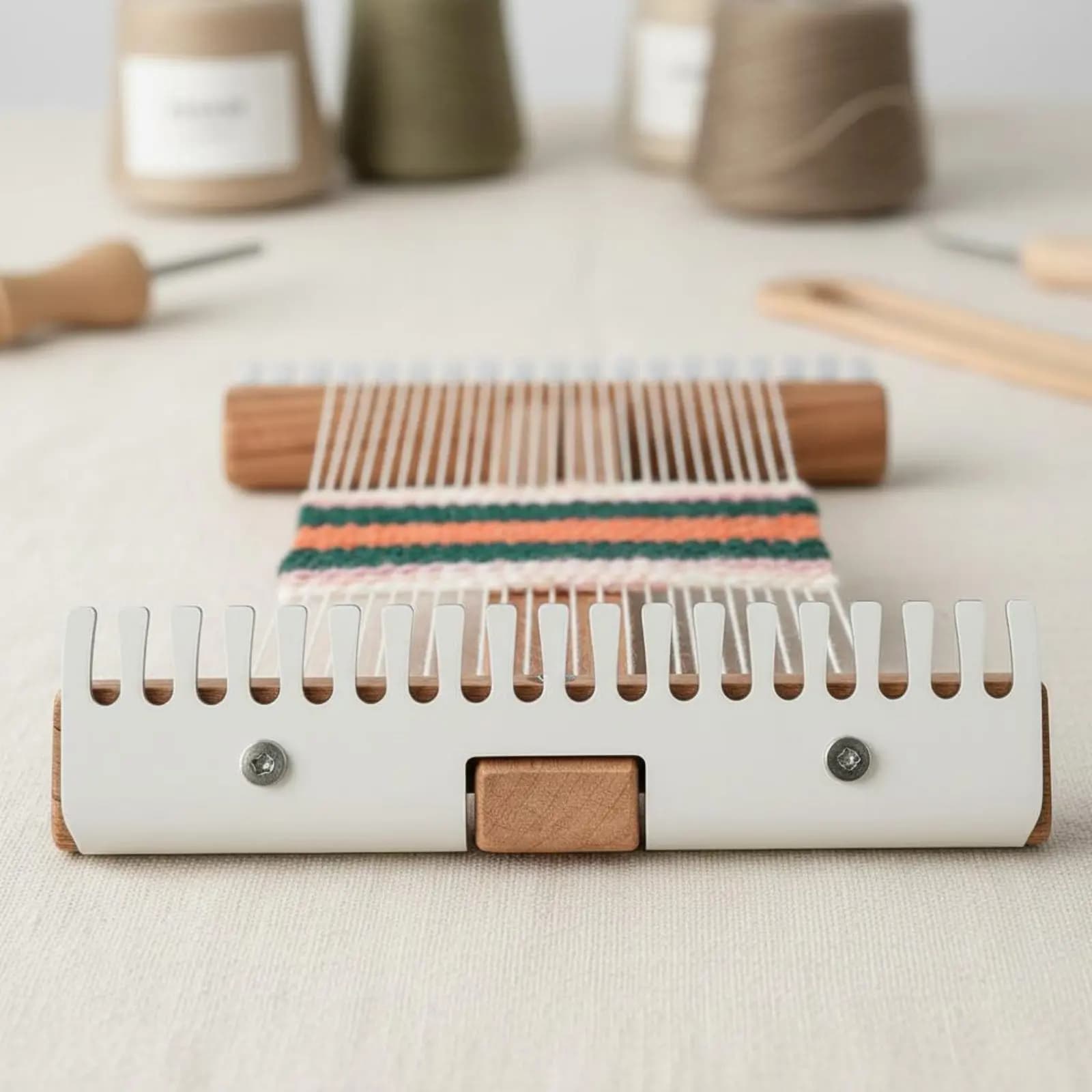 Adjustable Tapestry Loom Sturdy Wood DIY Weaving Kit Handheld Weaving Frame Stainless Steel Comb Craft Tool for Crafters