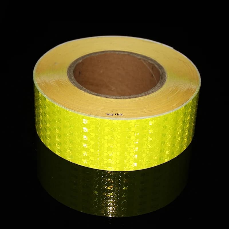 5cm * 25m reflective yellow fluorescent adhesive outdoor waterproof warning stickers for road safety for bicycle helmets