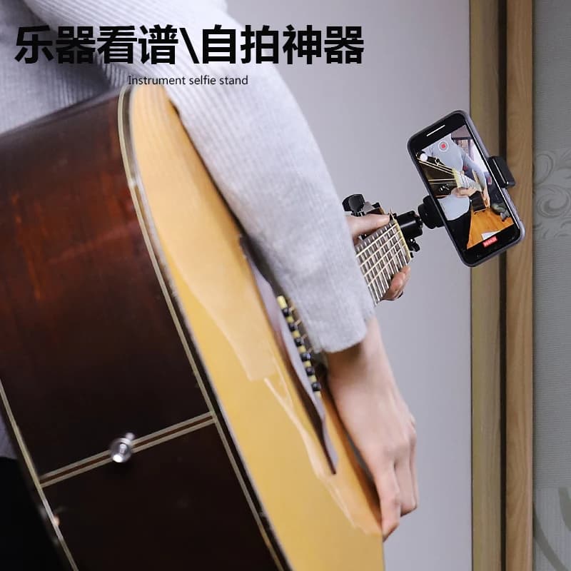 Supporto video per chitarra ukulele in bachelite, testa per strumento musicale selfie
