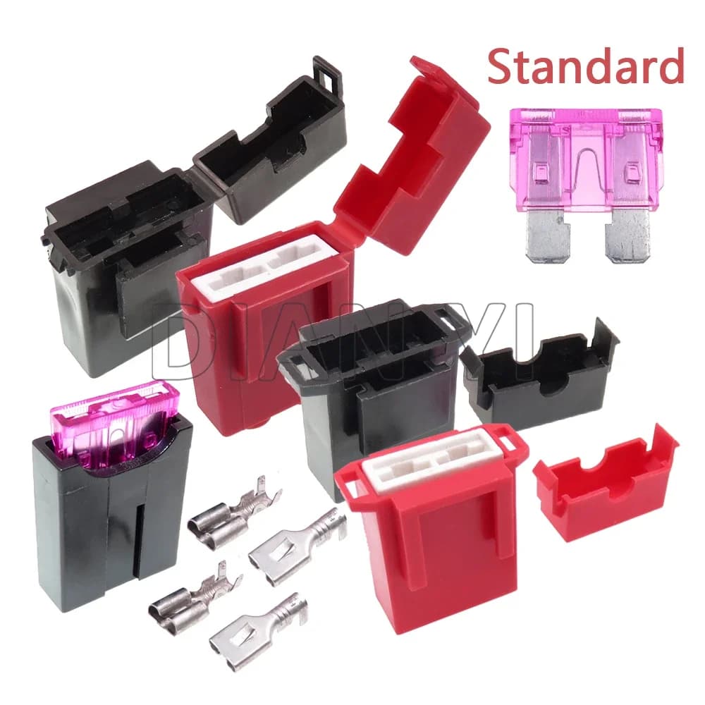 1 set portafusibili standard medio medio con terminale in ceramica nera rossa con terminale per assemblaggio CA auto moto automobile