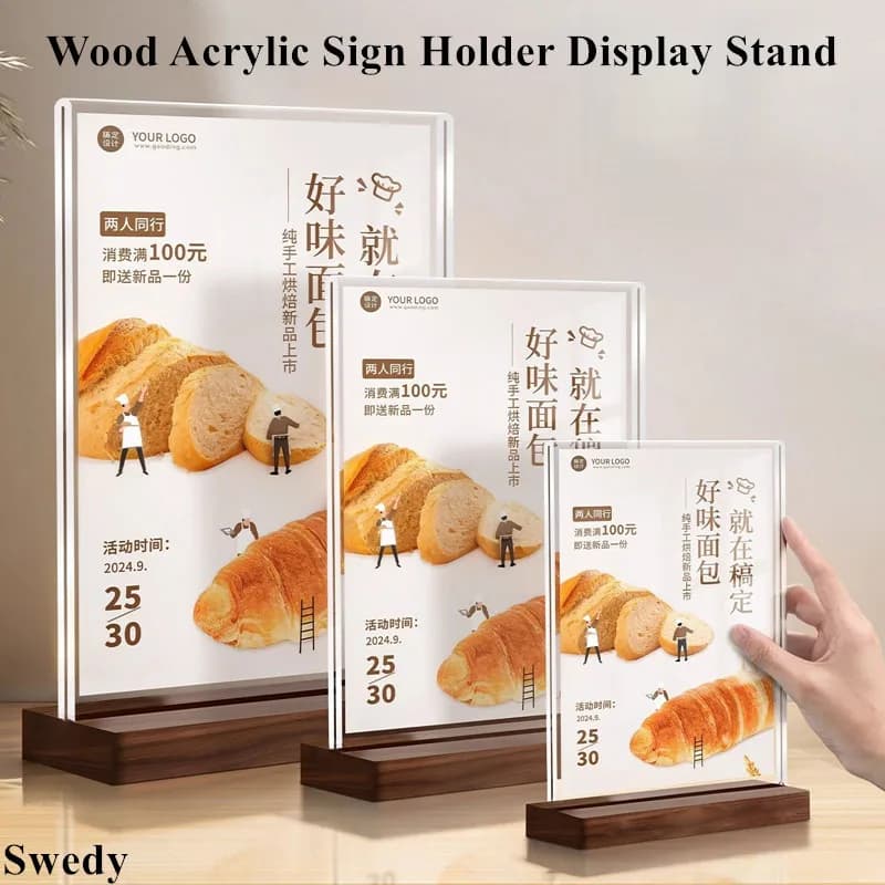 A6 10x15cm Double Sided Acrylic Sign Holder Display Stand Photo Picture Poster Frame Table Menu Flyer Price Label Paper Holder