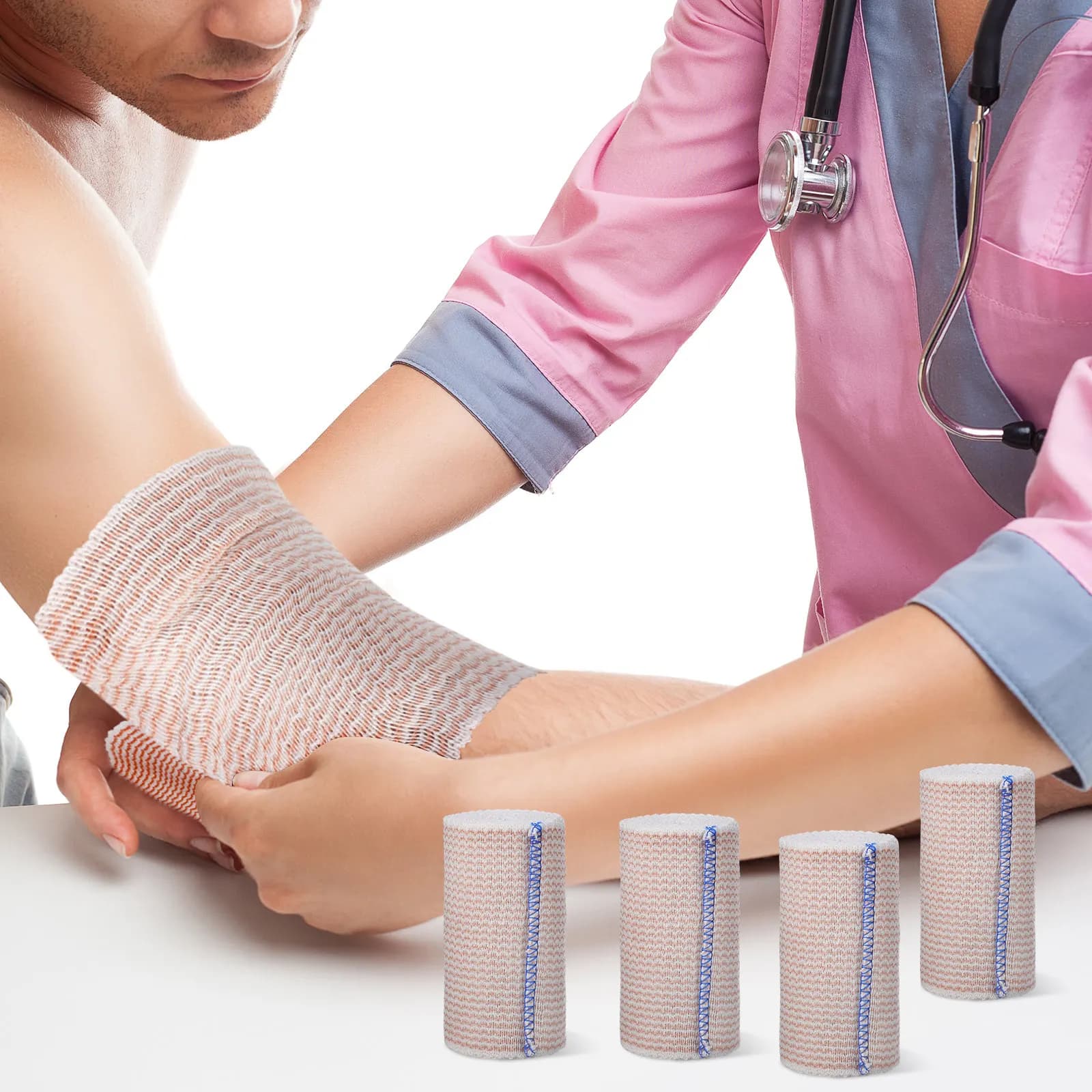 6 rotoli di bende elastiche autoadesive per sport, per il recupero da infortuni, supporto per caviglia, protezione per il polso, tessuto flessibile