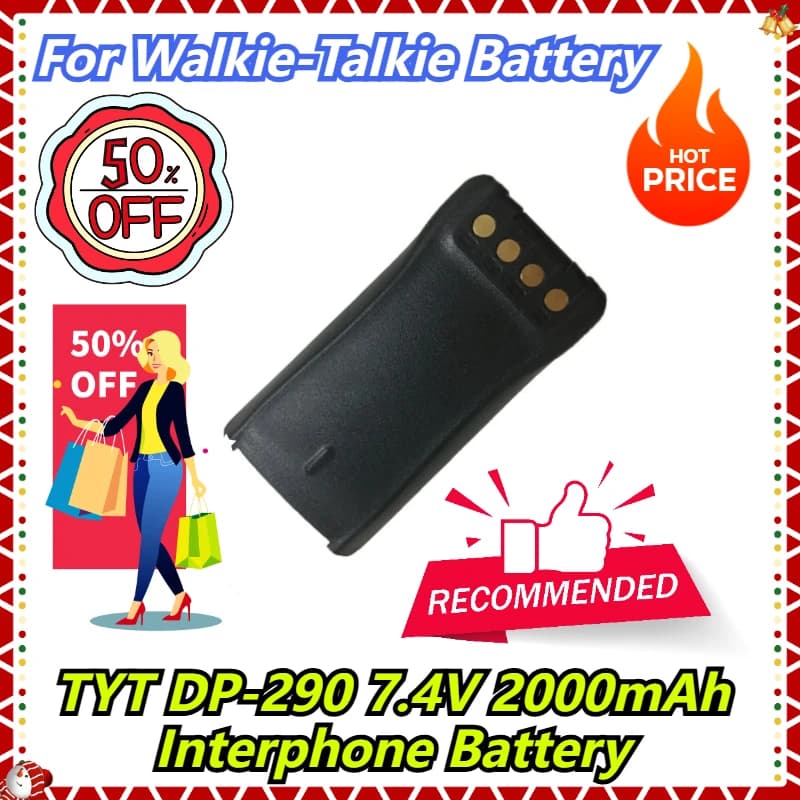 Per batteria per walkie-talkie TYT DP-290 Batteria interfono da 7,4 V 2000 mAh