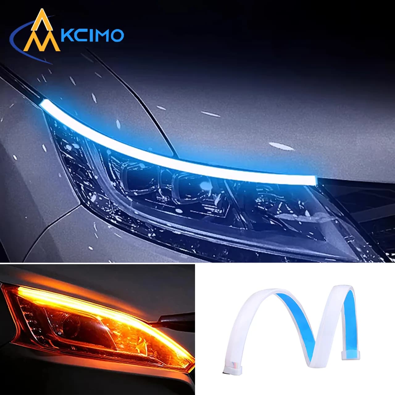 1Pc LED DRL Luce di marcia per auto Striscia flessibile impermeabile Fari per auto Indicatori di direzione bianchi Luci di flusso dei freni Car Styling 12V