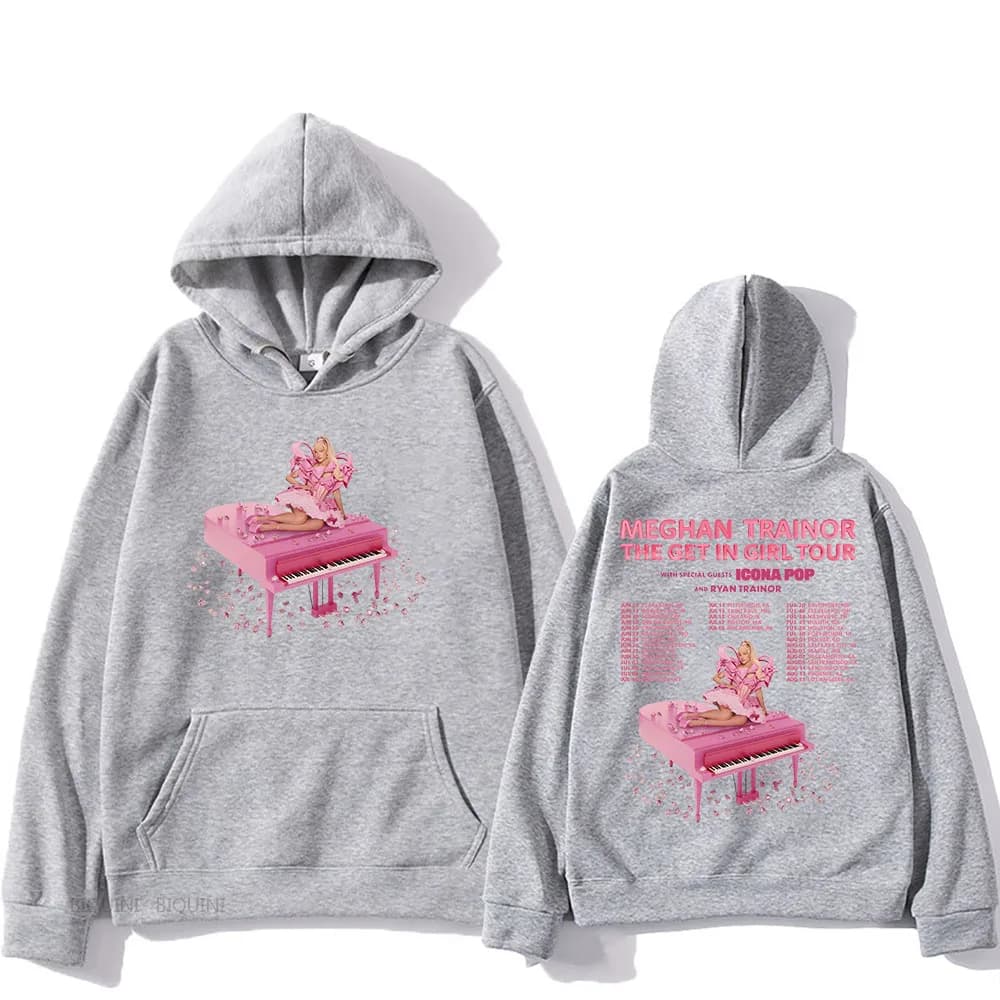 The Get in Girl Tour 2026 Felpe con cappuccio Meghan Trainor Toy with Me Stampa Felpe con cappuccio Manica lunga Pullover maschile Felpa con cappuccio unisex