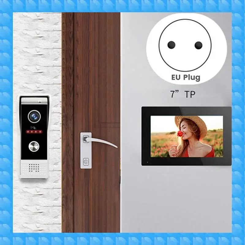 ETRT Videocitofono cablato Citofono per appartamento Sistema di monitoraggio Full Touch da 7 pollici TUYA Wifi Videocitofono domestico Kit citofono Spina UE