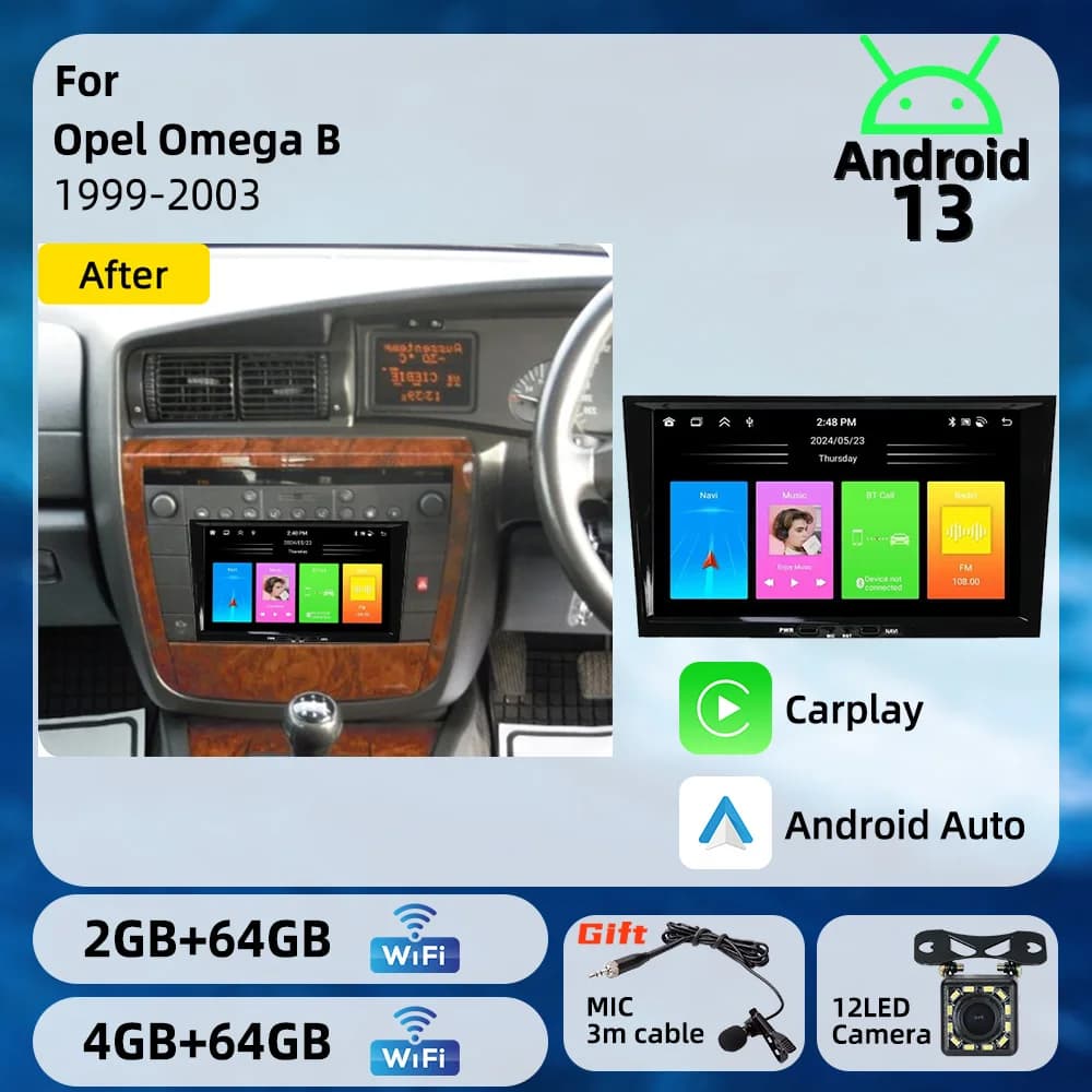 Carplay Autoradio 2 Din Android Radio GPS WIFI Auto Car Multimedia 8" Screen Stereo for Opel Omega B 1999-2003