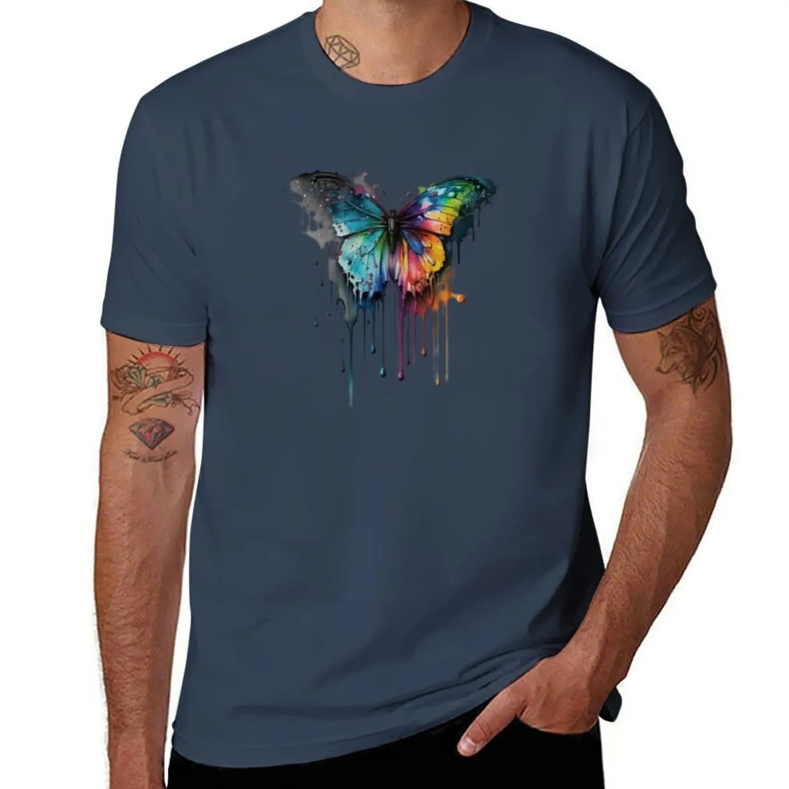 T-shirt with butterfly floral print, butterfly, butterflies, flower, flower seed, t-shirt with butterfly