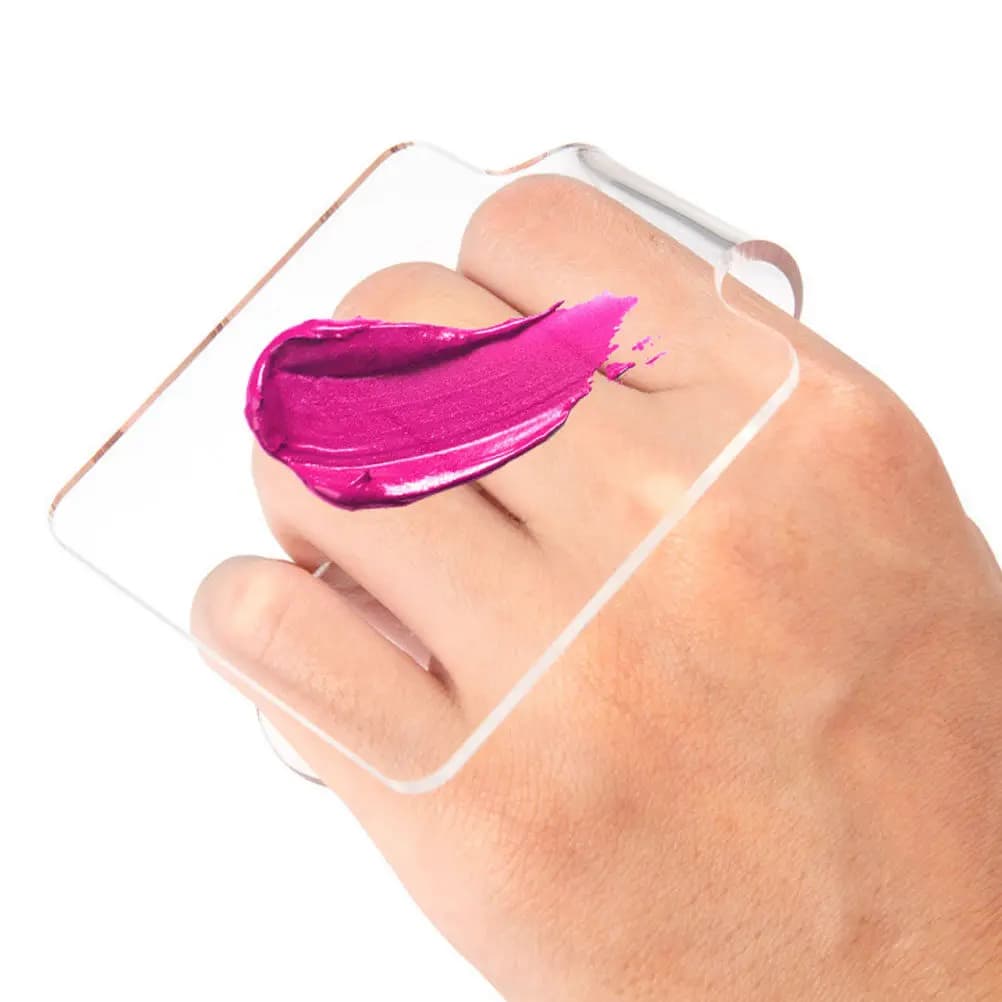 2Pcs Handheld Acrylic Makeup Palettes Ergonomic Mixing Plates Perfect for Foundation Lipstick Color Blending Salon