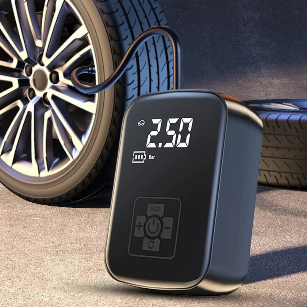 Portable Air Compressor for Cars with LED Light, Wireless, Easy to Use, For Bike Tires, Car, Soccer Balls and Basketball