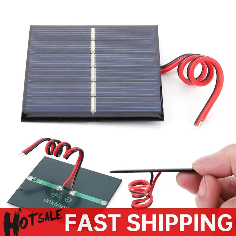 Pannello solare piccolo da 0,55 W 3 V Caricabatterie solare da 60 x 55 mm Caricabatterie per celle fotovoltaiche per torcia elettrica con caricatore per telefono a luce solare