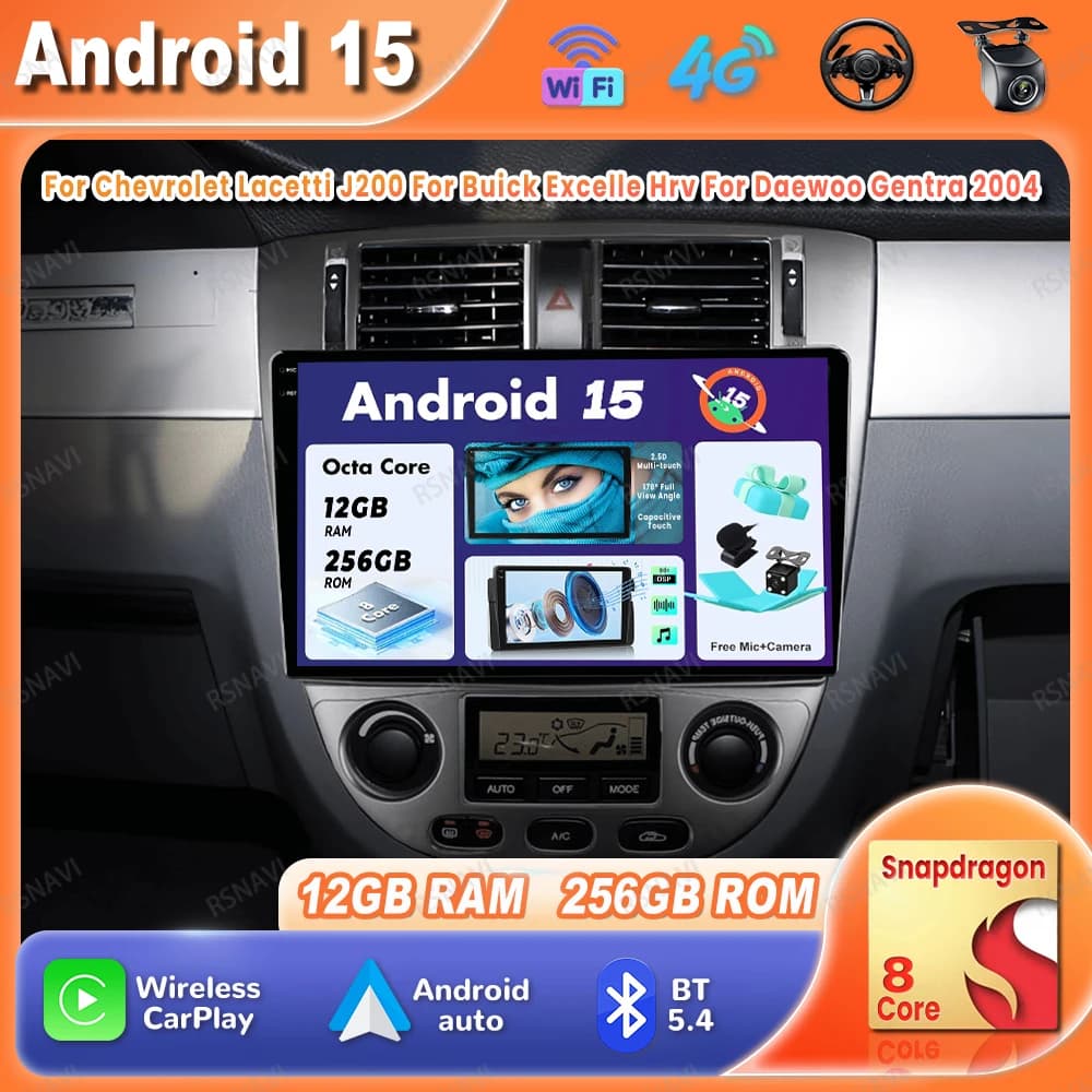 Autoradio Android 15 Per Chevrolet Lacetti J200 Per Buick Excelle Hrv Per Daewoo Gentra BT DSP Autoradio 5G WIFI Stereo GPS QLED