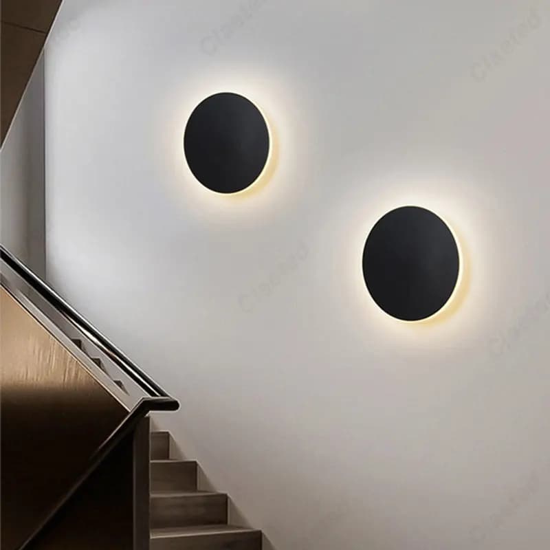 LED Touch Switch semplice creativo circolare 20cm solare Eclipse lampada da parete comodino corridoio scala sfondo parete lampada da interno