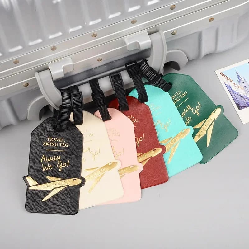 Portable Travel Luggage Tag PU Leather Suitcase Baggage Boarding Bag Name ID Address Holder Tag Label Travel Accessories