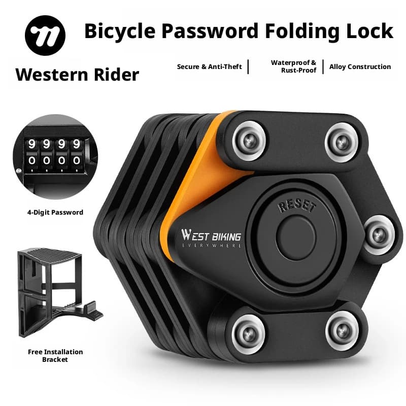 Lucchetto a Catena Pieghevole Portatile con Password per Biciclette da Montagna e Strada, Attrezzatura per Ciclismo
