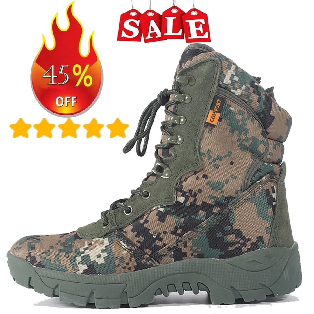 Stivali tattici da uomo per allenamento all'aperto Scarpe da deserto alte da combattimento mimetico Caccia Arrampicata Botas Scarpe da trekking