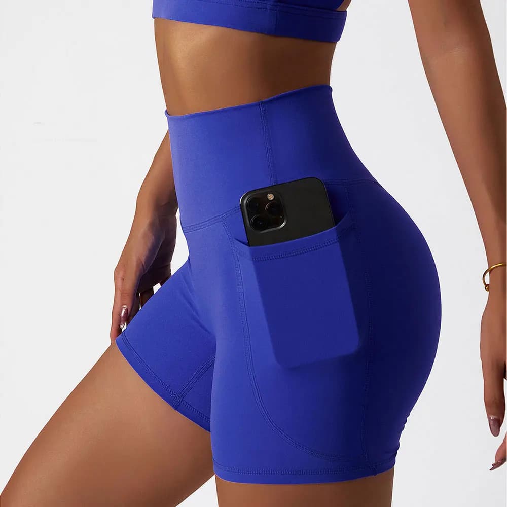 Women's high waist summer yoga shorts gym push up pants for hip lift breathable pocket fitness racing cycling women sports shorts