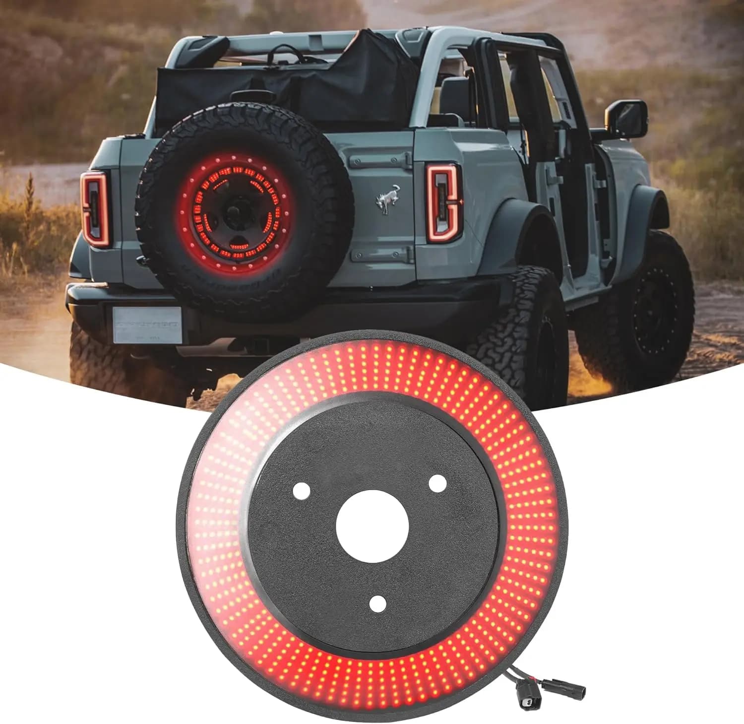 Plug and Play Rear Wheel LED Light, Stop Wheel Light 3 Side Red Brilliant HTMLED Compatible with Ford Bronco 2021-2023