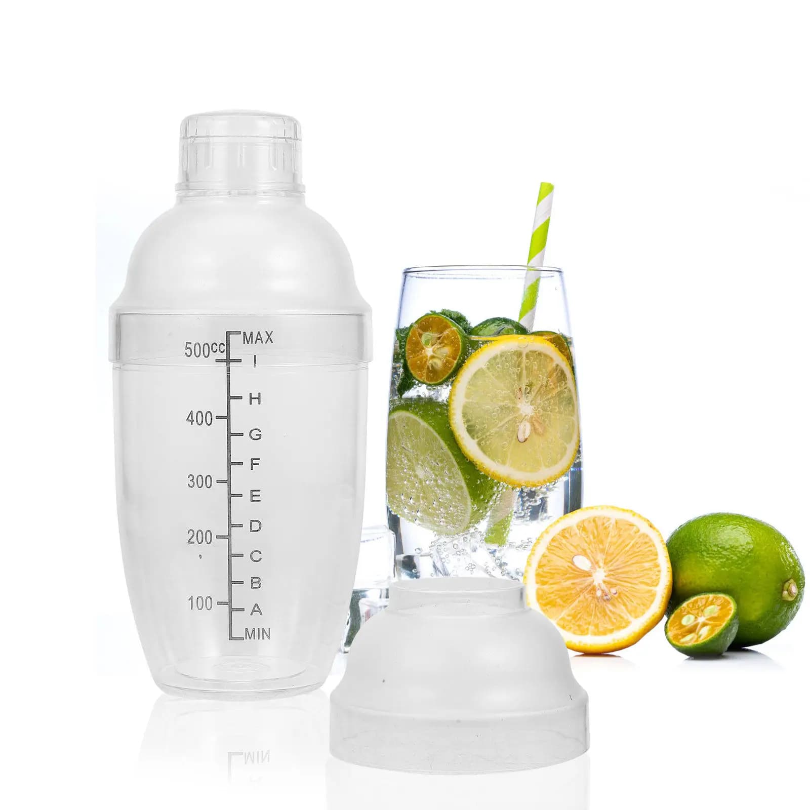 Plastic Cocktail Shaker Set Martini Shaker 500Ml Muddler Lid Drink Mixer for Beginners Empty Wine Mixer