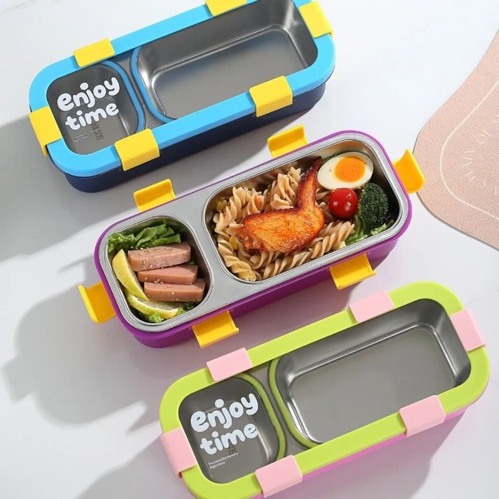Contenitore per Pranzo Rettangolare in Acciaio Inox con Coperchio Sigillato, Design Antiperdita, Isolato Sottovuoto