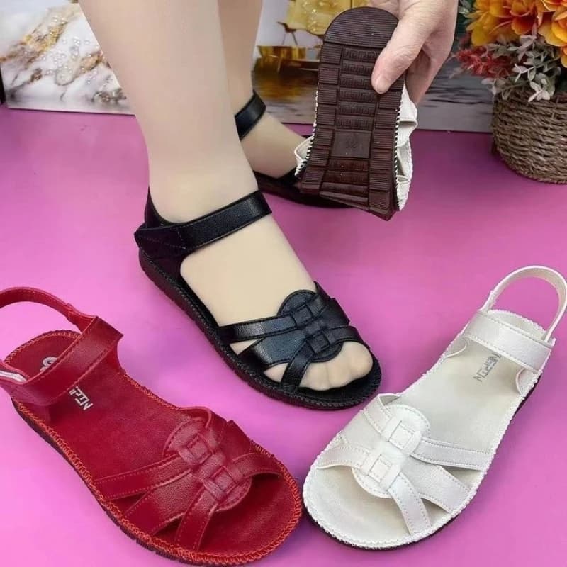 Sandali Donna alla Moda con Punta Aperta, Cinturino con Fibbia e Chiusura in Velcro, Tacco Medio 3-5cm, Tomaia in PU, Suola in Gomma, Casual Estivi per Camminata
