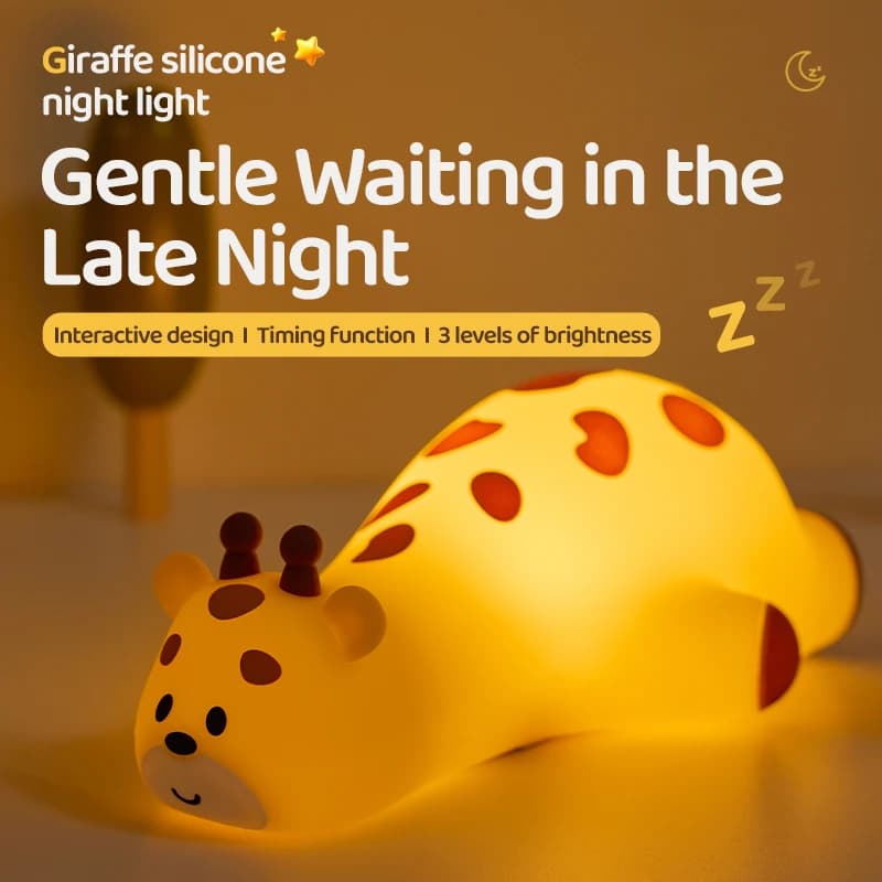 Simpatico animale a forma di bambini Luce notturna a LED Sensore tattile Luce Atmosfera Luce Decorazione camera da letto Regalo Regalo di Natale per bambini