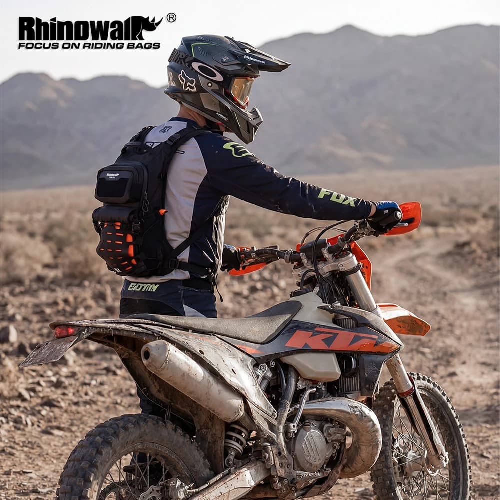 Zaino per Moto Rhinowalk 10L con Copertura Antipioggia, Borsa Multifunzionale Espandibile per Ciclismo, Borsa per Telefono e Fotocamera, Accessori per Moto