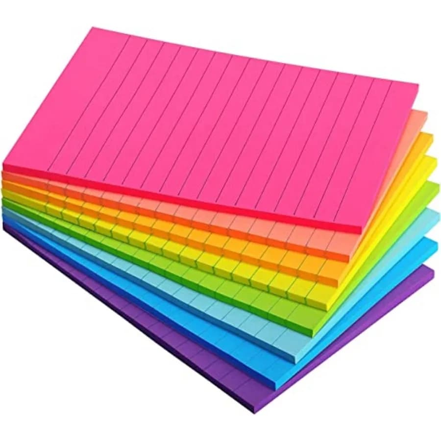Blocchetti di Foglietti Adesivi a Righe, 8 Colori Vivaci, 35 Fogli/Blocchetto