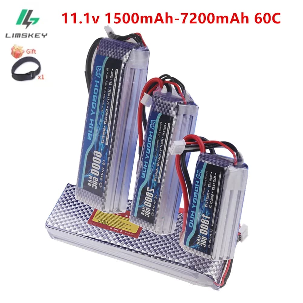 Limskey 1500mAh-7200mAh 11.1V Batteria Lipo per FPV RC Drone 3s batteria per RC Elicottero/Auto/Barca Quadcopter RC Giocattoli
