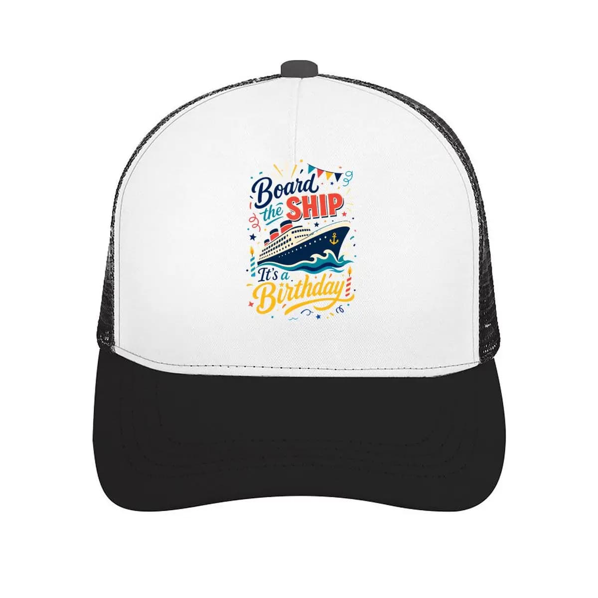 Birthday Cruise Celebration Typograp Mesh Baseball Cap Casual Hat Outdoor For Womens Unisex Female