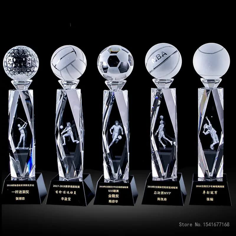 CrystalTrophy Competizione sportiva personalizzata Basket calcio pallavolo tennis baseball badminton trofei premio ping pong