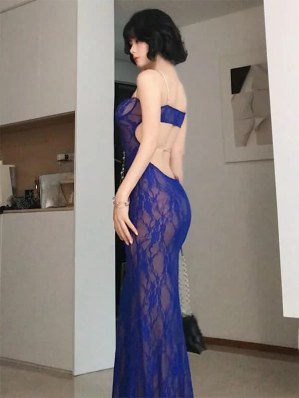 Sexy Royal Blue Holiday Style Long Dress Strapless Backless Fish Tail Bodycon Birthday Dress Holiday Gift Dress Polyester Fiber