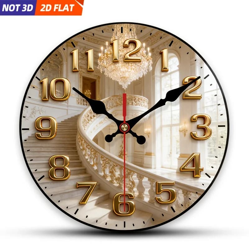 Orologio da Parete Moderno Stile Palazzo Europeo - Movimento Silenzioso Rotondo, Adatto per Camera da Letto, Soggiorno, Ufficio, Bagno