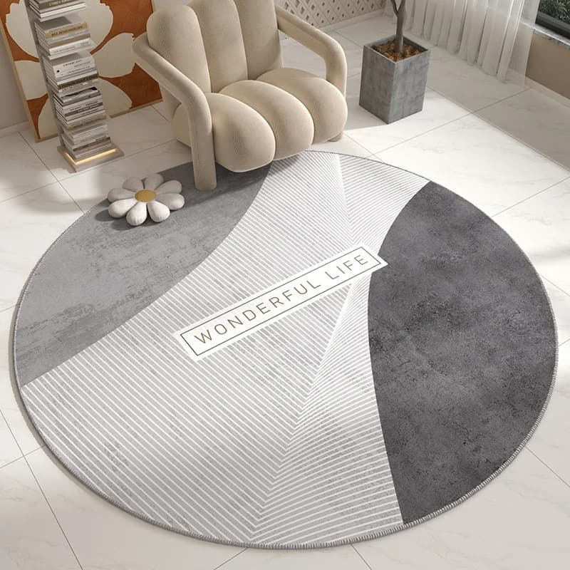 VIKAMA French simple round carpet computer chair non slip resistant dirt mat study swivel chair cushion home decoration