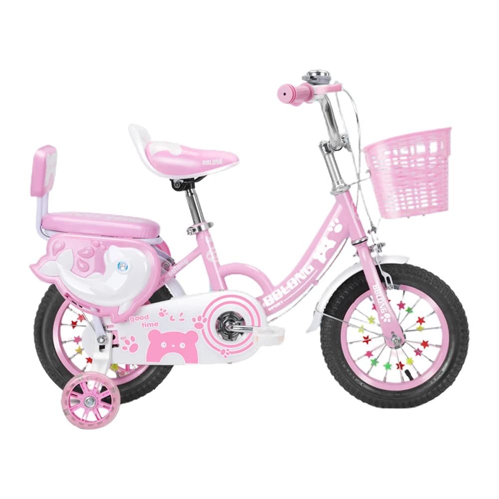 Children's Bike 12-20 inches for girls 3 to 13 years old with training wheels Basket Fash Wheel Protective Network for girls 5 to 8 years old