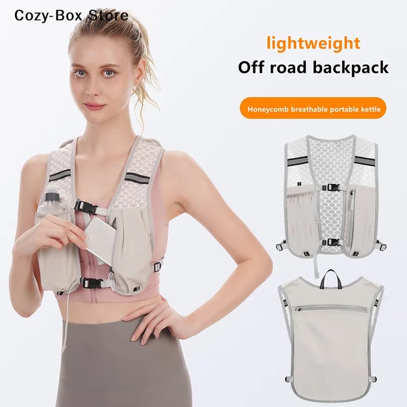 [ZY]Running Water Bottle Storage Vest Lightweight Running Vest Reflective Hydration Water Chest Pack With Phone Holder 1PC[ZY]