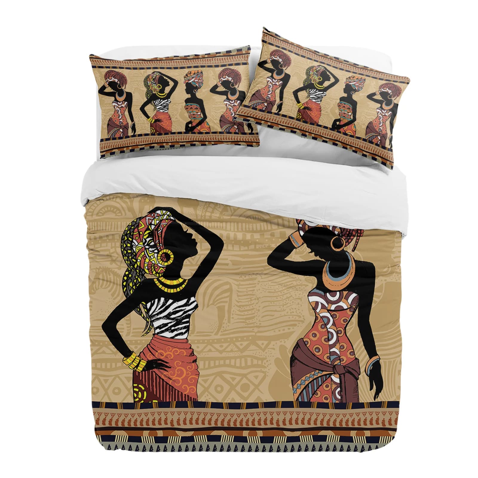 Set di biancheria da letto 3 pezzi per donna africana in stile etnico per donna nera per letto matrimoniale Tessili per la casa Copripiumino Copripiumino Federa