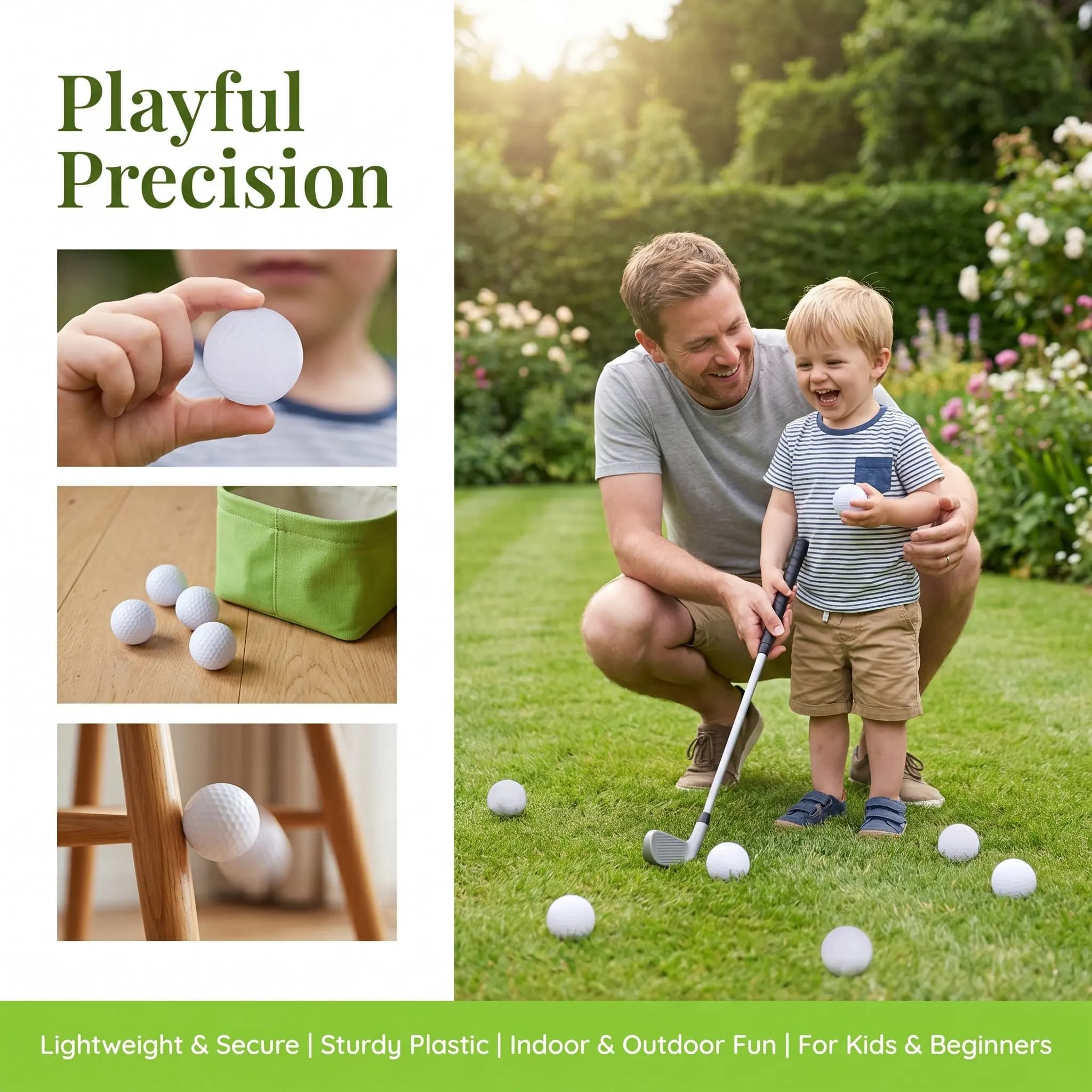 8Pcs Plastic Golf Balls Lightweight Portable Indoor Practice Balls for Children Kids Golf Training Accessories