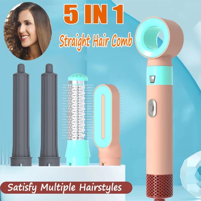 2025 5-in-1 comb for smooth hair negative ions iron curler automatic multifunction electric hair dryer warm air volume hair curling