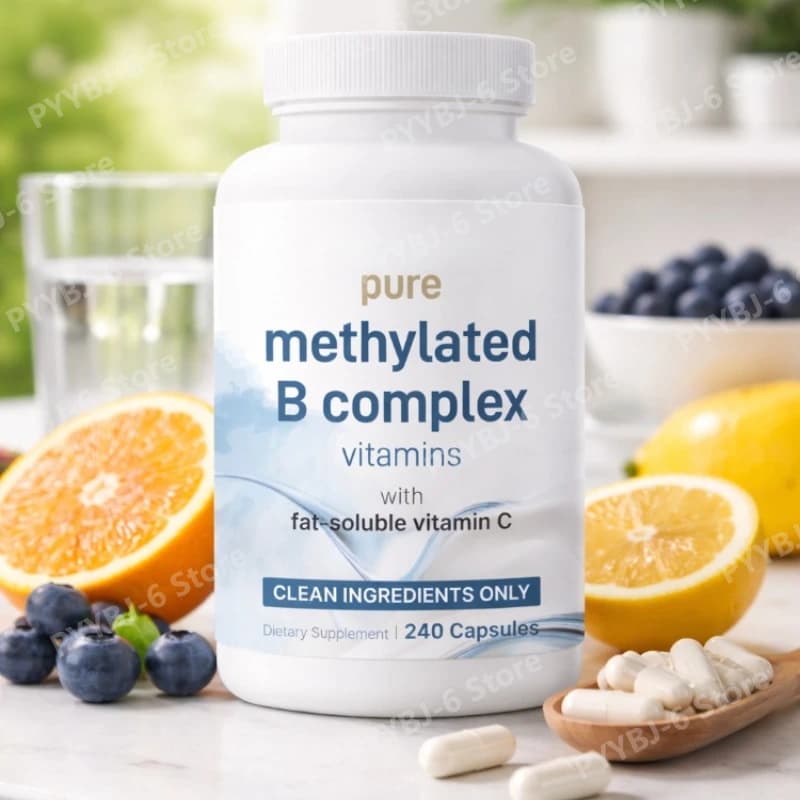 Complesso B Metilato Puro 240 Capsule Formula 11-in-1 con Folato, B12, Tiamina, Inositolo, Colina, Vitamina C, Puro e Senza OGM