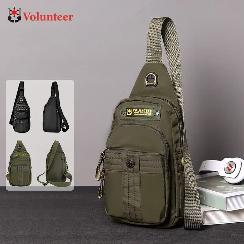 VOLUNTEER Borse Petto per Uomo 2023 Nuovo Elegante Classico Solido Multi-tasca Versatile Sport Oxford Coth Pacchetti da Viaggio 1740-02
