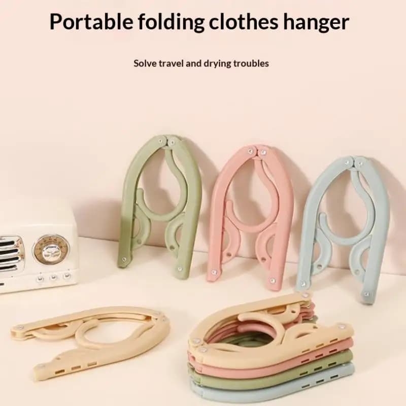 Folding Clothes Hanger Non Slip Clips Lightweight Space Saving Storage Holder for Family Travel Home Dorm