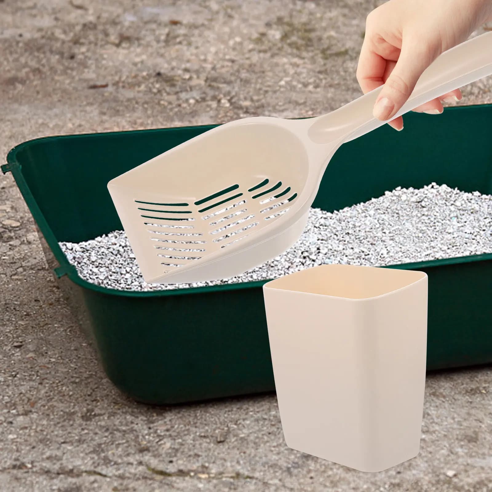 Portable Cat Litter Cleaning Tool Set Kitten Litter Scoop Pet Sand Shovel Cleaning Tool Pet Cat Cleaning Accessories (Blue)