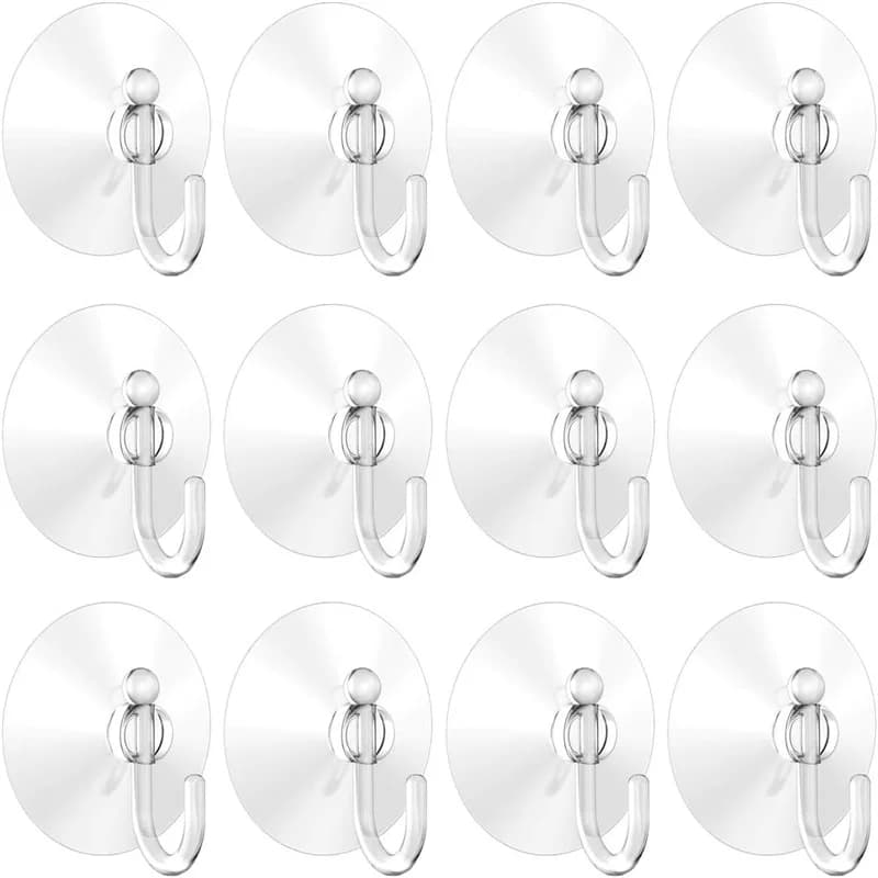 10 Ganci a ventosa resistenti con ganci in plastica per finestre in vetro, casa, cucina, bagno, appendiabiti da parete
